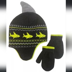 Toddler Shark Knit Hat and Mittens